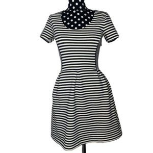 Madewell Striped Fit + Flare Dress Size 2 Pockets